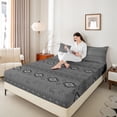thumbnail image 4 of Homewish Grey Triangle Aztec Bed Sheets, Western Hippie Bohemian King Sheets, Tribal Cowgirl Cowboy Sheet Set, Microfiber Bedroom Decor, 4-Piece, 4 of 7