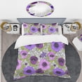 thumbnail image 2 of Designart 'Purple Retro Fantasy Flowers' Mid-Century Modern Duvet Cover Set, 2 of 4