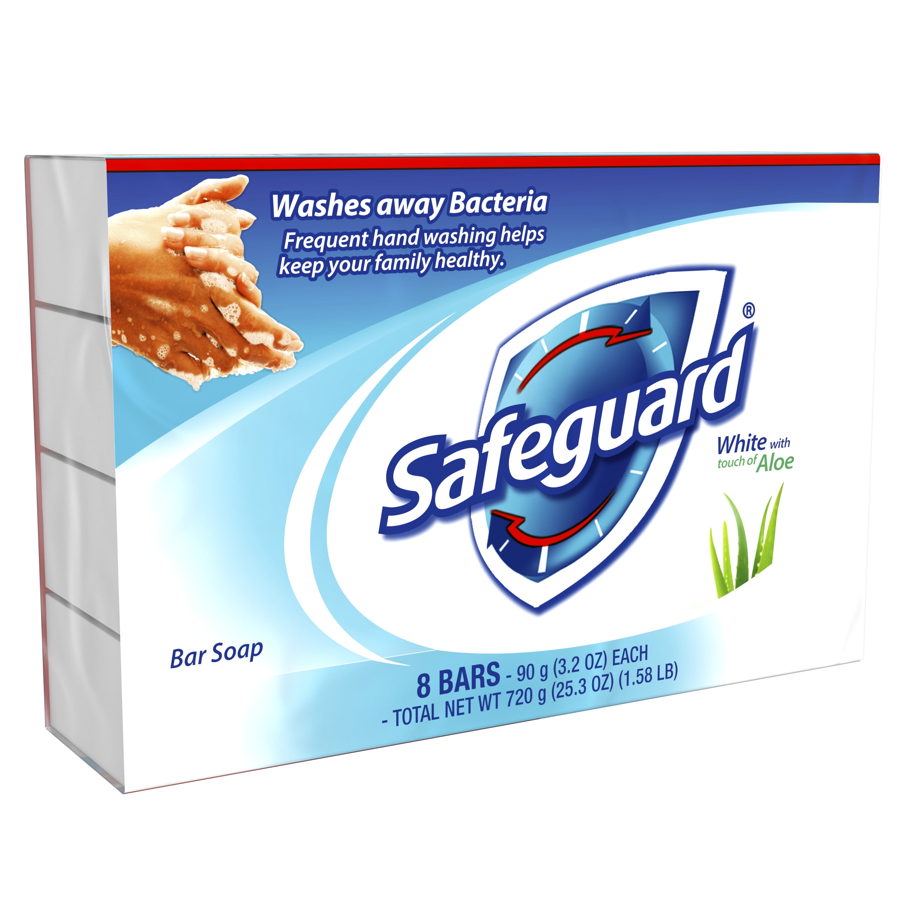 2 Pack Safeguard Bar Soap White With Aloe 32 Oz 8 Count - 