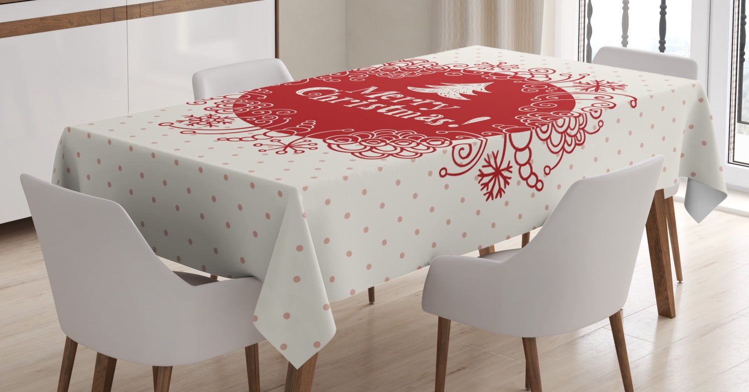 Christmas Decorations Tablecloth, Merry Christmas Greeting with Sketchy ...