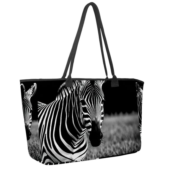 Big Shoulder Handbags for Women,Grassland Zebra Large Casual Tote Bags for Work Travel Commuter Shopping Trendy Handbag