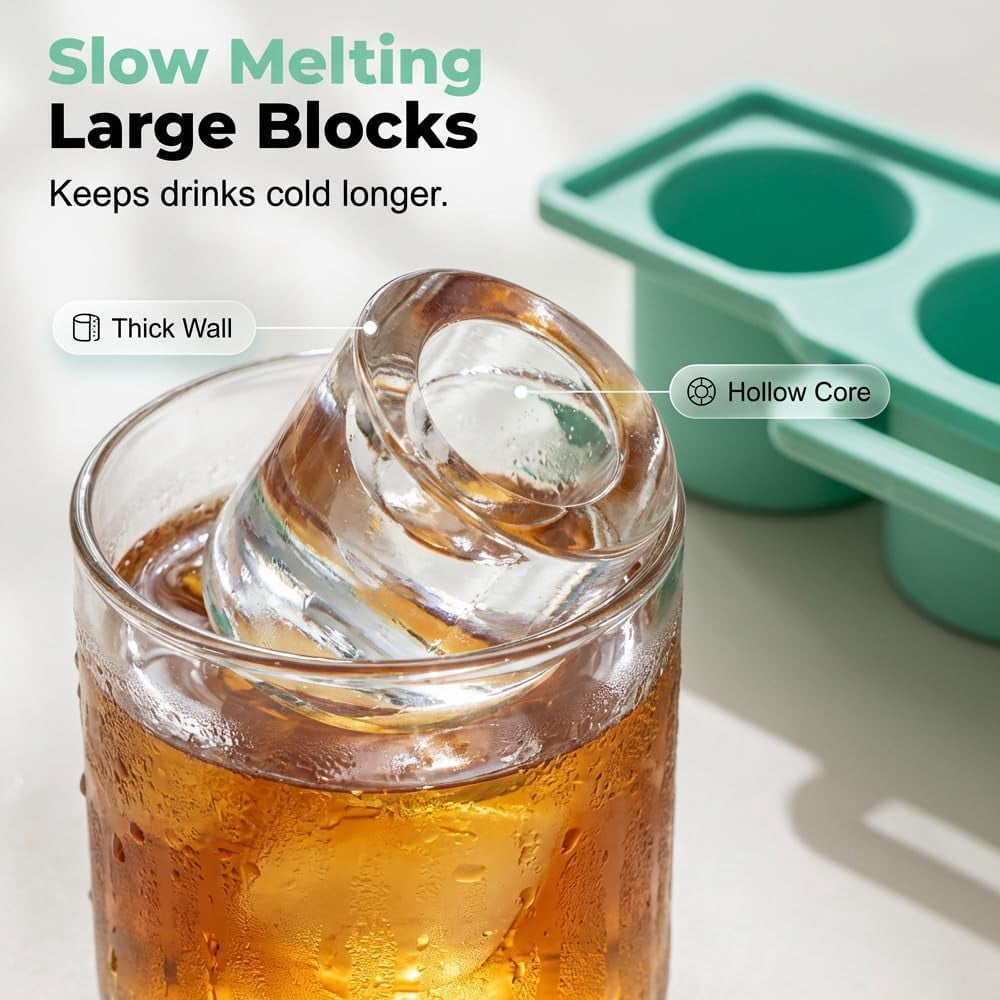 Cylinder Silicone Ice Mold for Stanley 20/30/40 oz Tumbler, Ice Cube Tray with Lid & Bin for Slow Melting, Easy Release Freezer Accessory for Drinks (Gray)