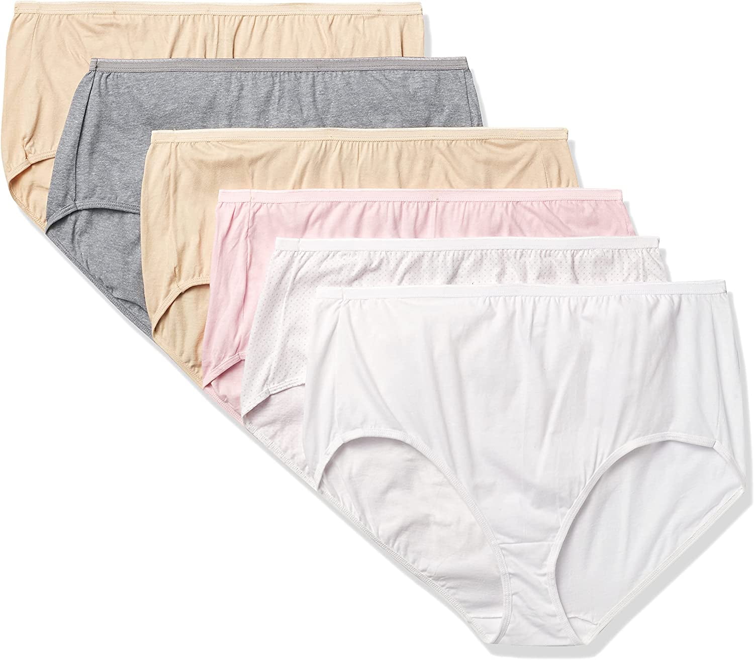 Hanes Just My Size Women's Cotton Briefs, 6-Pack (Plus ) Assorted 10 