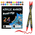 thumbnail image 2 of 24 Colors Dual Tip Acrylic Paint Markers,Fine Tip and Brush Tip Permanent Acrylic Paint Pens For Rock Painting, Canvas,Wood,Glass,Ceramic,Fabric, Plastic,Egg,Scrapbook,Art Painting Supplies Kit, 2 of 6