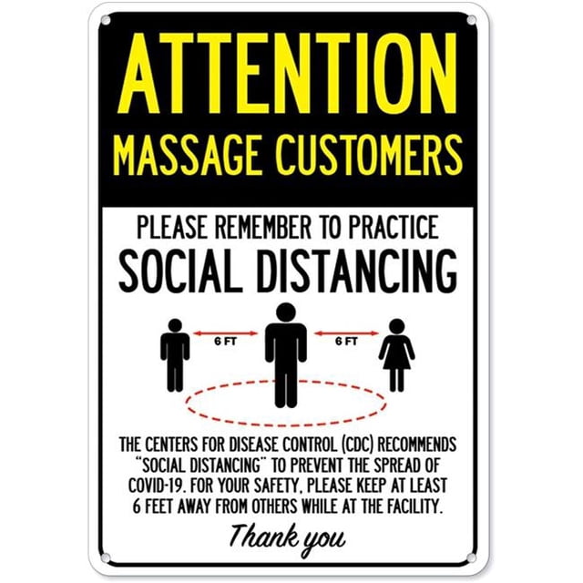 SignMission OS-NS-A-1218-25366 12 x 18 in. Covid-19 Notice Sign - Attention Massage Customers Practice Social Distancing
