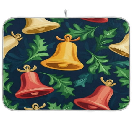 

Kitchen Drying Mat 18x24In Drying Dish Mat Dish Drying Mats Kitchen Countertop Multi-Function Drain Drying Mat Kitchen Table Christmas Bell Cartoon