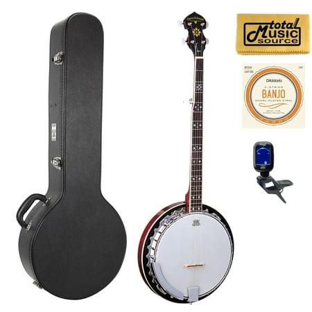 Oscar Schmidt 5-String Banjo With Remo Head, Hard Case Bundle