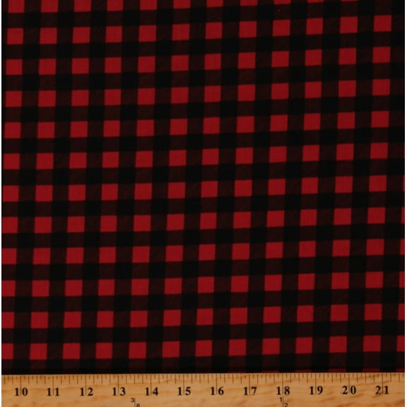Cotton Christmas Holiday Seasonal Winter Patterned Checkered Home Sweet Holiday Deb Strain Red Black Cotton Fabric Print by the Yard (56009-16)