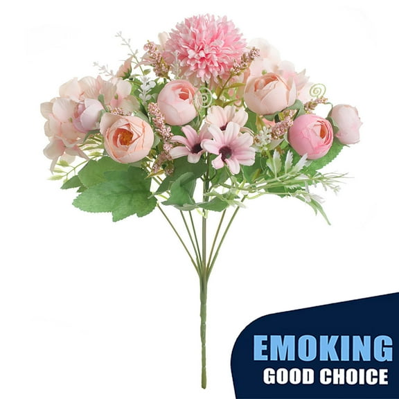 Luniquz 19cm Artificial Soft Polyester Pink Hydrangea Wedding Bouquet