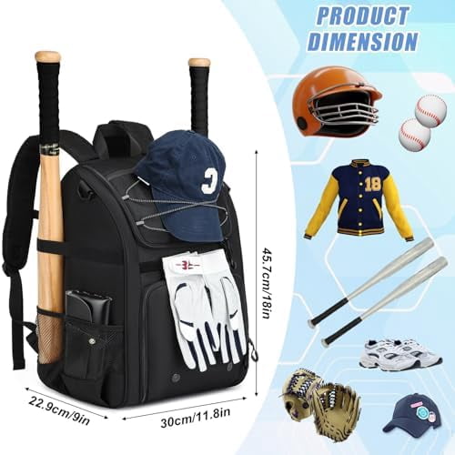 Voylla Youth Baseball Bag, Softball Bag for Girls & Boys, Kids Baseball Backpack with Shoes Compartment, 2026 Upgrade Design, Pro-Grade Storage