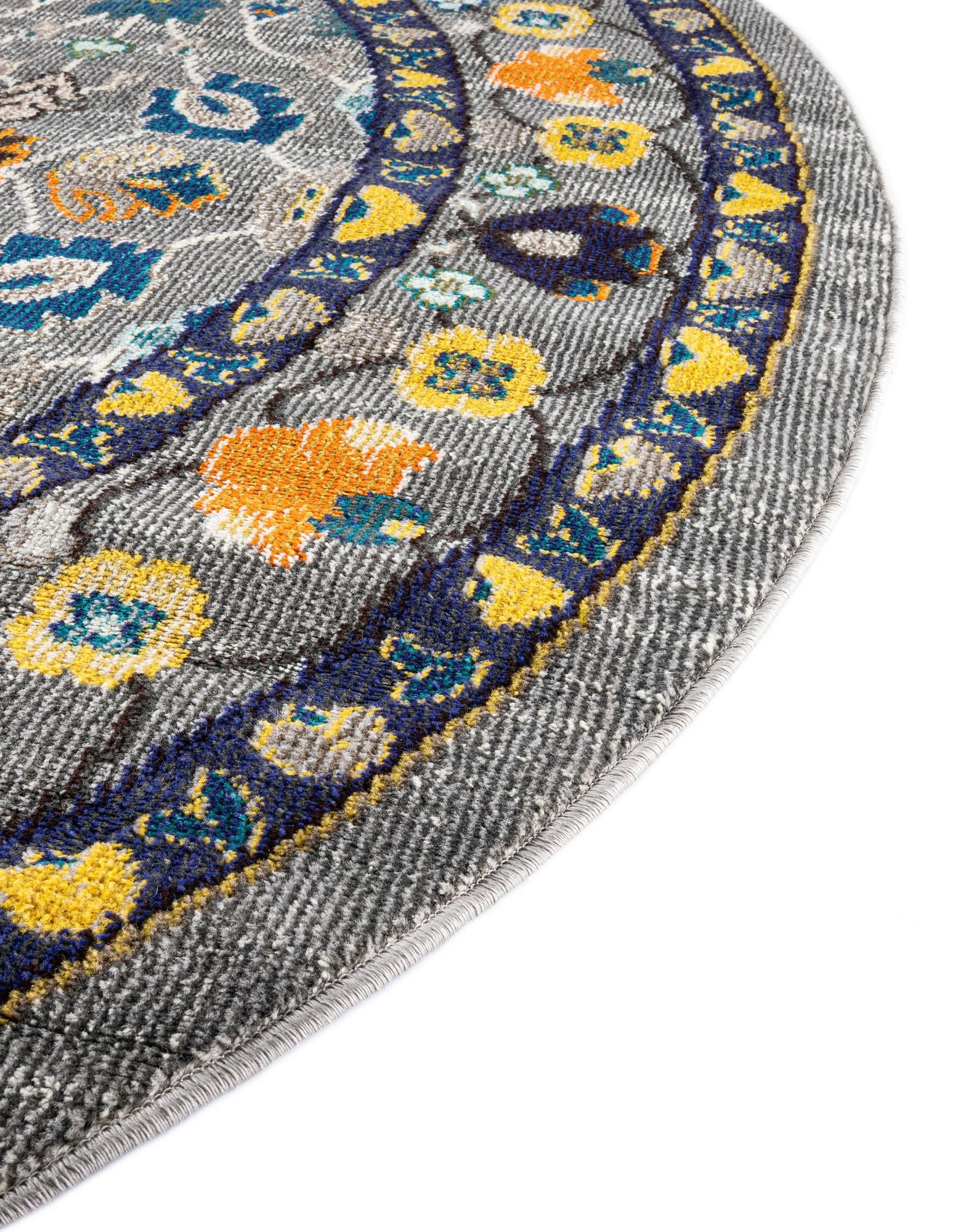 Unique Loom Medici Collection Area Rug - Paradise (8' Round Gray/Gold)