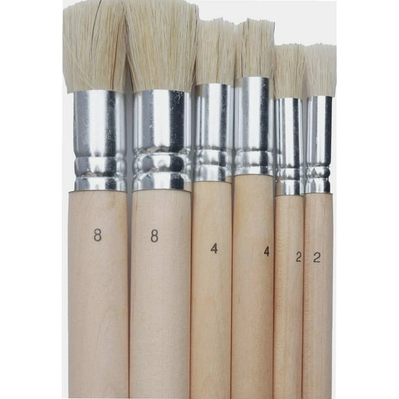 6 Pcs Wooden Stencil Brushes Bristle Painting Brushes Soft Natural Stipple Paint Brush for Acrylic Oil Watercolor Painting Project Card Making DIY Crafting Template Wood Wall