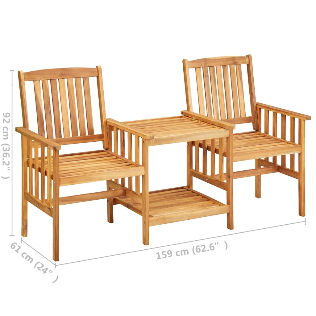 Lowestbest 3 Piece Outdoor Dining Set, Solid Acacia Wood Loveseat with Two-Tier Coffee Table Lowestbest 3 Piece Outdoor Dining Set, Solid Acacia Wood Loveseat with Two-Tier Coffee Table