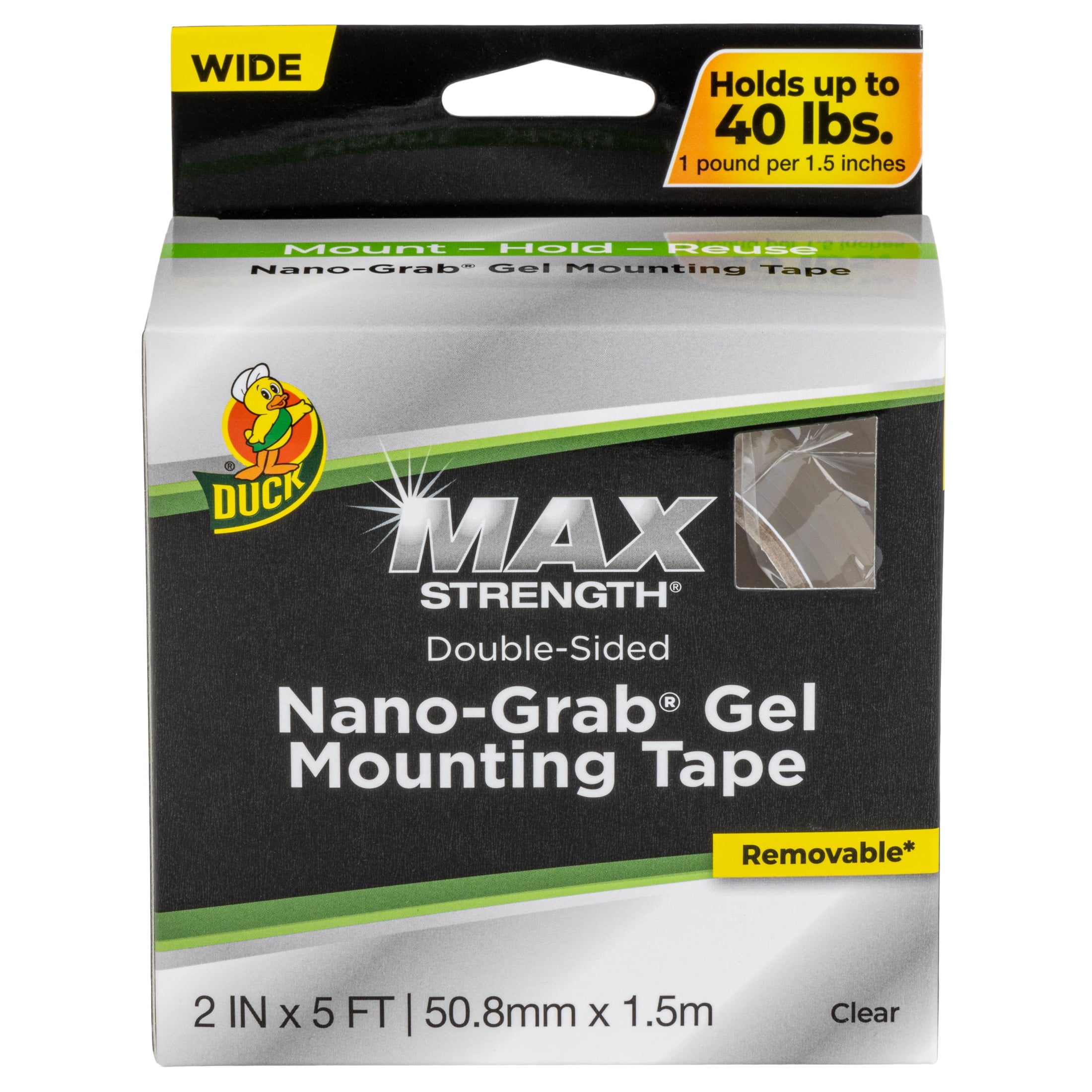 Duck Max Strength Nano-Grab Gel Tape, 1 Pack, 2 in. x 5 ft.