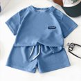 thumbnail image 2 of KPOPLK Toddler Baby Boy Clothes 2Pcs Summer Set Short Sleeve T-Shirt Top Print Elastic Waist Shorts Outfits 1t 2t 3t 4t 5t(13-14 Years,Blue), 2 of 4