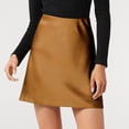 thumbnail image 2 of GPOECD High Waisted Satin Skirt Ruffled A Line Mini Silk Cute Summer Skirts for Women 01_Gold,M, 2 of 6