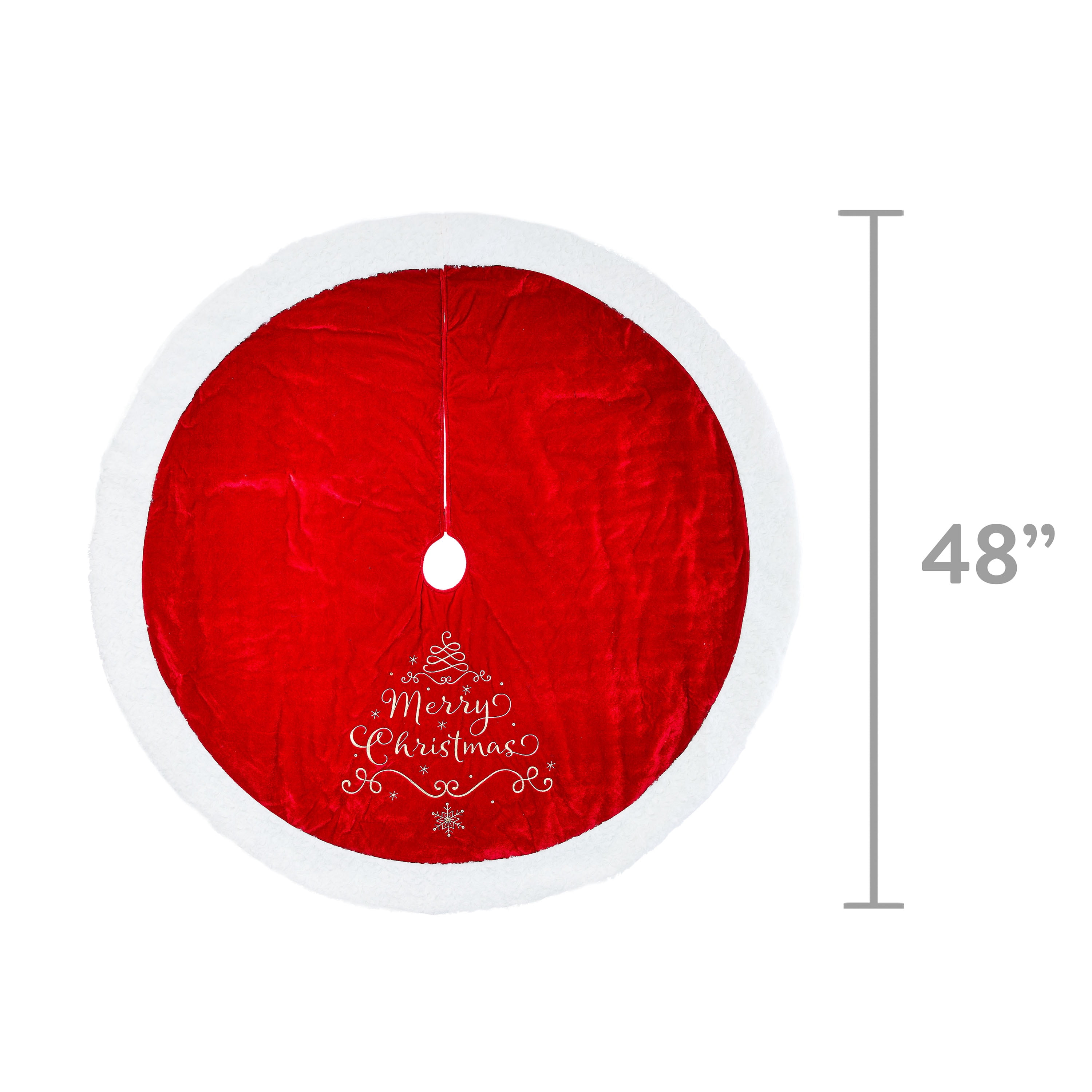 Burgundy Velvet Christmas Tree Skirt, 48" Diameter, by Holiday Time
