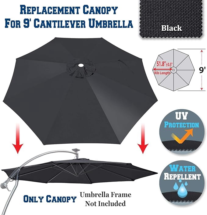 9ft Umbrella Top Cover Only Canopy 8rib Patio Replacement Canopy Outdoor (Canopy Only)