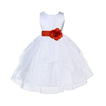 

Ekidsbridal White Satin Shimmering Organza Formal Flower Girl Dresses Communion Dress Baptism Dress Holiday Dresses Toddler Girl Dresses Junior Bridesmaid Dress Special Occasion Dresses 4613T