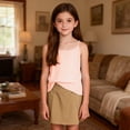 thumbnail image 4 of Miluxas Girls Striped Tank Tops Sleeveless Shirts Cotton Linen Crop Babydoll Top Orange 9 Years(140), 4 of 9