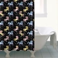 thumbnail image 4 of Black Cartoon Colorful Unicorn Pattern Shower Curtain 84"x72" ,Bathroom Decorative Shower Curtains Set with 12 Hooks,Modern Waterproof Washable Shower Curtain, 4 of 6