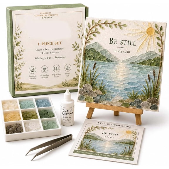 Sea Glass Art Kit, Christian DIY Craft Kit, Handmade Sea Glass Art Making Set For Home Decor And Religious Themed Gifts