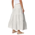 thumbnail image 6 of Pleated Skirts for Women Trendy Ruffle High Waisted Maxi Skirt Tiered Layered Smock Drawstring A Line Flowy Skirt White XL, 6 of 6