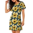 thumbnail image 2 of Easygdp Sunflowers Camisón de manga corta para mujer, informal, estampado, 2 of 6