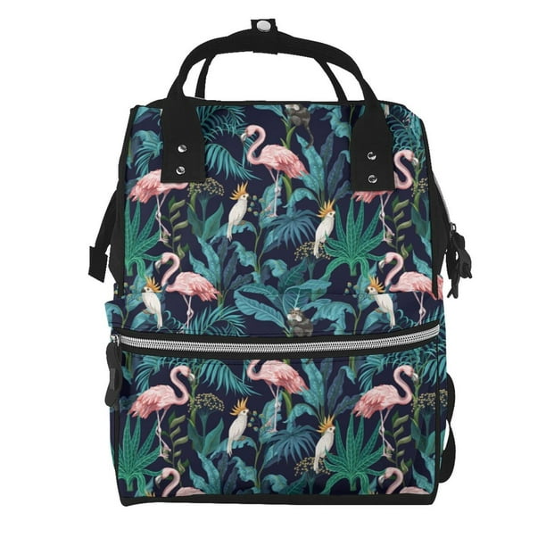 Disketp Flamingos And Birds Mochila de Pañales de Gran Capacidad con Múltiples Bolsillos, Mochila de Viaje Multifuncional para Bebé, Unisex, Moderna y Resistente