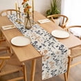 thumbnail image 3 of Orange Grey Botanical Table Runner - 90 Inch Long Rustic Country Spring Floral Summer Leaf Cotton and Linen Blended Dress Scarves Farmhouse Table Runner for Kitchen Dining, Coffee Table, 13" x 90", 3 of 8