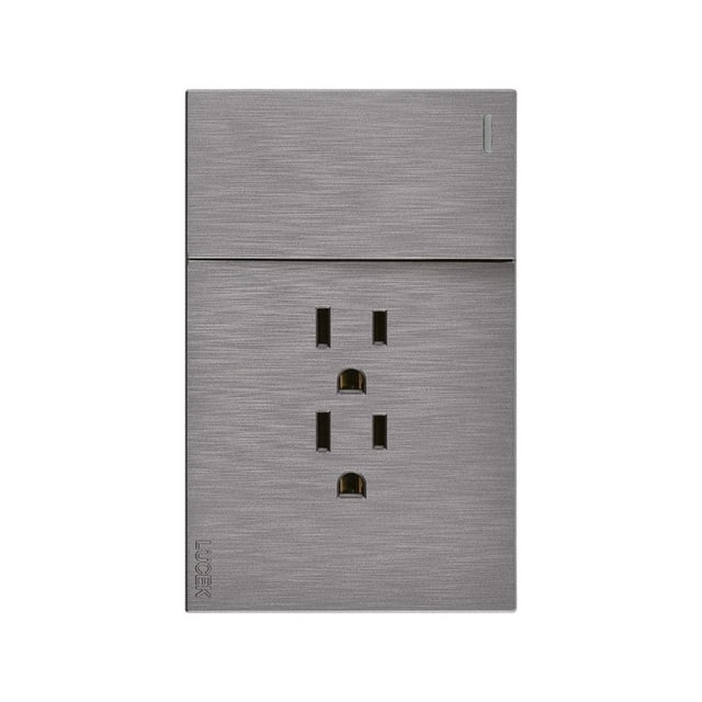 Placa Con 1 Apagador Sencillo Y 2 Contactos Lucek FlatPack 6 plateado