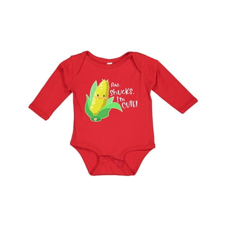 

Inktastic Aw Shucks I m Cute! Corn Humor Boys or Girls Long Sleeve Baby Bodysuit