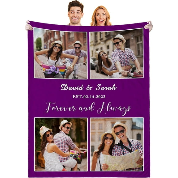 Personalized Gifts for Boyfriend, Customized Blankdet for Couples, Valentine's Day Gifts for Wife Husband, Custom Photo Blankets with Names, Anniversary Birthday Gifts for Girlfriend Blankets
