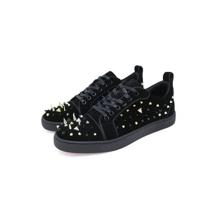 

Barabas Men s Silver Spikes Design Low Top Sneakers SHL901