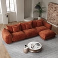 thumbnail image 4 of Advwin L-Shaped Modular Sectional Sofa with Ottoman, Modern 3-Seater Oversized Cloud Couch with Thick Cushions for Living Room, Bedroom, Apartment, Small Spaces, Orange, 4 of 10