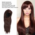 thumbnail image 3 of Brown Wig, Delicate Straight Hair Wigs Synthetic Easy To Adjust Layered Fluffy Bangs  for Stage Show, 3 of 7