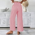 thumbnail image 3 of fatyb Womens Stripe Casual Pants with Pockets Elastic High Waist Lightweight Loose Trousers for Women, 3 of 7