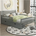 thumbnail image 2 of JERFIT Gray Full Size Platform Bed with Storage Drawers, Guardrails Headboard, Wood Bed Frame for Space Saving Safety, 2 of 10