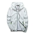 thumbnail image 2 of Cuhas Mens Coats and Jackets Casual Color Plus Size Hoodie Reflective Zipper Outdoor Sport Coat White M, 2 of 9