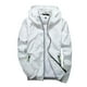 thumbnail image 2 of Chaquetas Hanzidakd para hombre, abrigos de invierno y otoño, manga larga, color liso, cuello alto, bolsillo con cremallera completa, ligeras, gabardinas holgadas, cárdigan informal, tops blancos XXL, 2 of 8