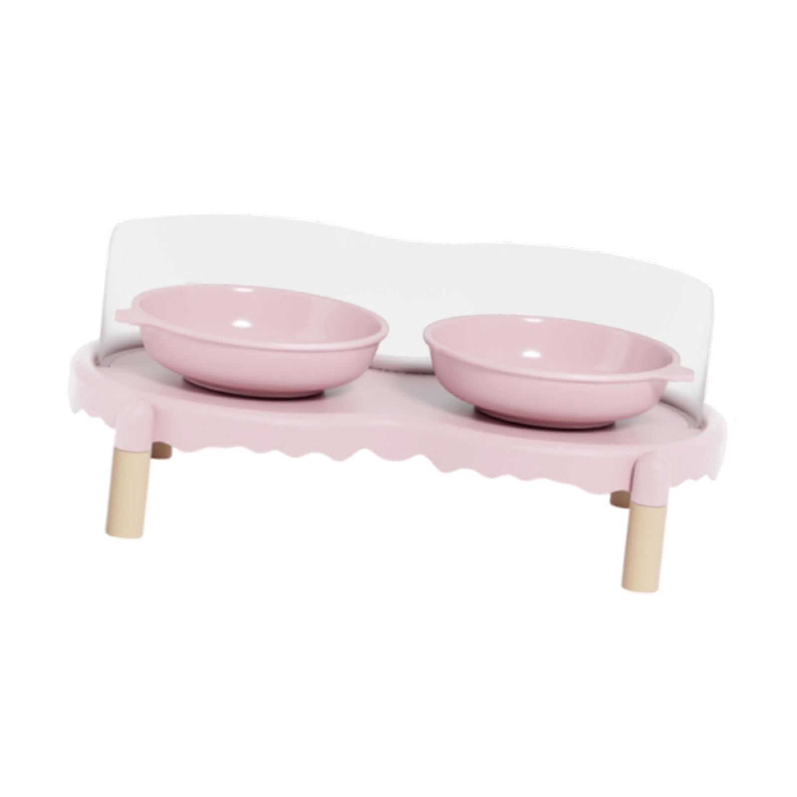 CarpNettore Ceramic Elevated Cat Bowls with Non Slip Stand Raised Feeding Station Raised Cat Pink