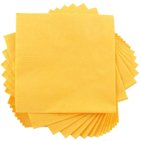 JAM Paper Bulk Small Beverage Napkins, 5x5, Yellow, 480/Box