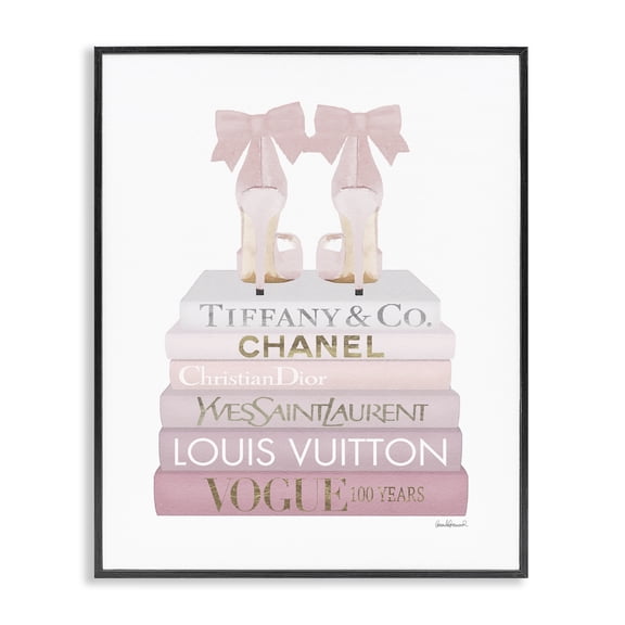 Stupell Industries Contemporary Chic Shoes Glam Bookstack Black Framed Giclee Art, 11 x 14, by Amanda Greenwood