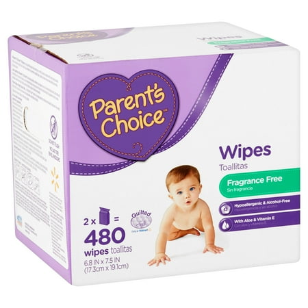 Parent's Choice Fragrance Free Baby Wipes, 480 count (2 packs of 240)
