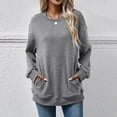 thumbnail image 2 of WMTBSRSW Crewneck Sweatshirt for Women Long Sleeve Shirts Fall Fashion Outfits 2025 Trendy Tunic Tops with Two Pockets Gray L, 2 of 3