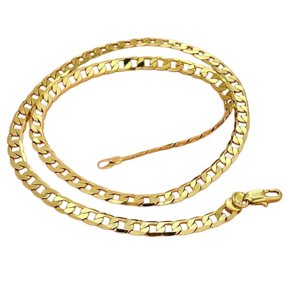 Real Solid 10k Yellow Gold Filled Necklace Italian, Link Chain 10K Solid Yellow Gold Cuban Link Chain Necklace for Women, 4.00MM, 26"