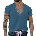 thumbnail image 2 of Shirts for Men, Mens Solid Color Fallow Button Round Neck Sports Short Sleeve Shirt, 2 of 6