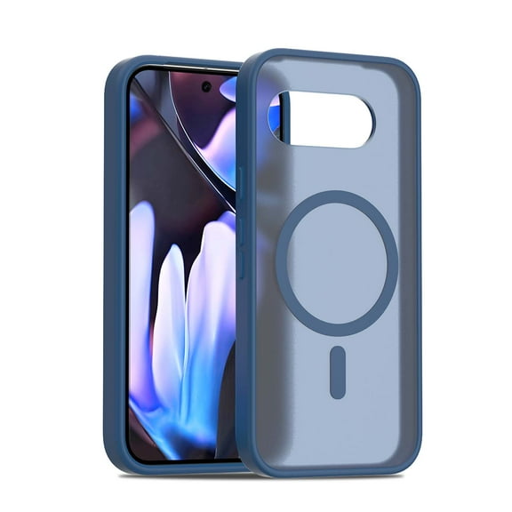 Designed For Google Pixel 9a Phone Case,Compatible with MagSafe,Anti-Scratch Anti-Fingerprint Shockproof Skin Feeling Frosted Translucent Ultra Slim Thin Fit Phone Case Cover,Blue