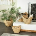 thumbnail image 5 of Seagrass Handmade rative and Functional Storage Basket Woven Curved Basket Organizer with Silver Metal Handles, Set of 4 Basket for Storage 14", 16", 19", 21"W, Brown, 5 of 12