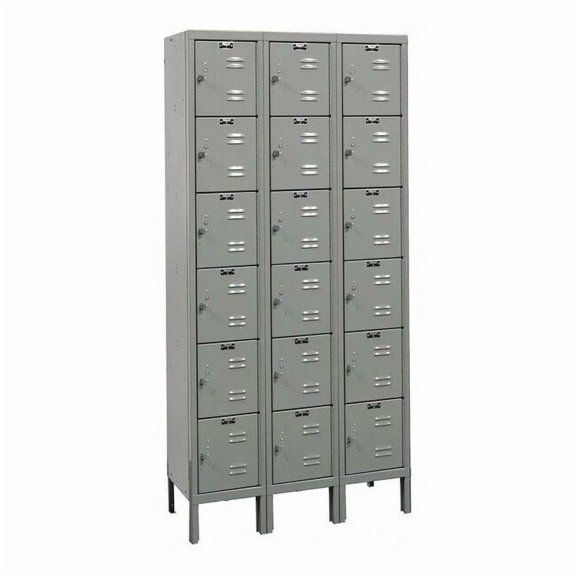 Box Locker, 36 in W, 15 in D, 78 in H, (3) Wide, (6) Tier, Dark Gray U3258-6A-HG